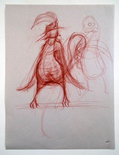 Bird sketch in conte crayon